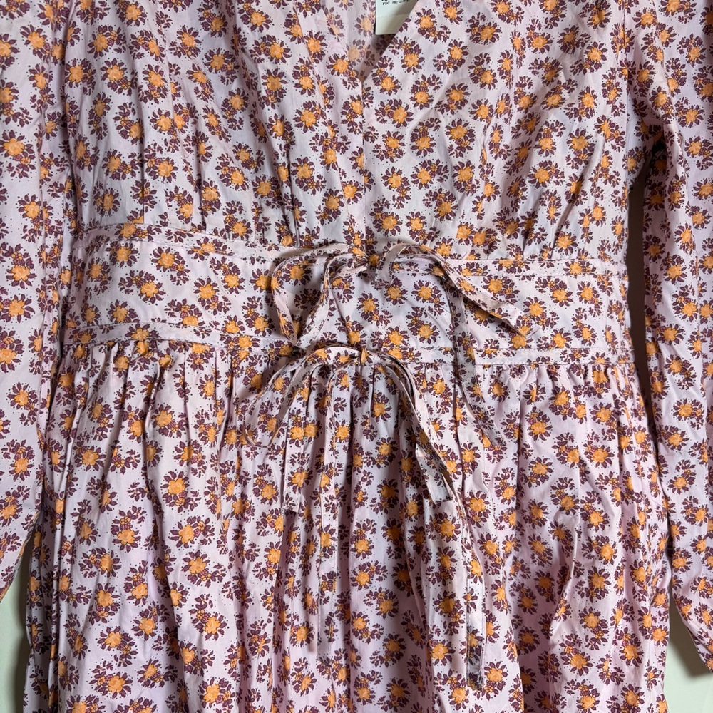 J. CREW V-Neck Cotton Poplin Mini Dress Peony Paisley Floral 8 NWT - Picture 7 of 9